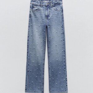 Zara pearl straight leg jeans NWT 6164/227